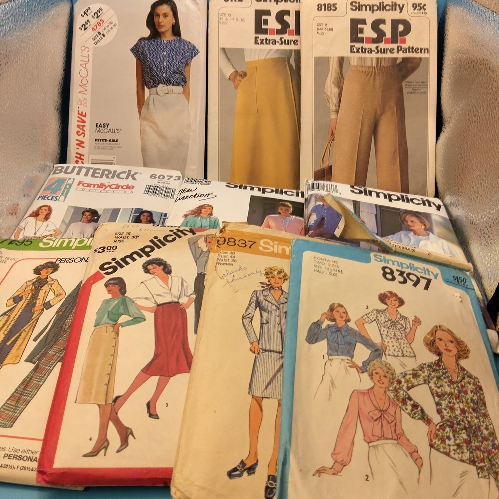 Vintage 1970s 80s Sewing Pattern Lot Simplicity Butterick McCalls ESP Cut &...